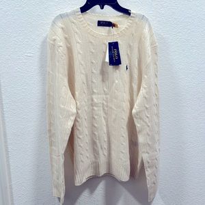 Ralph Lauren Men’s Classic Cable Knit Sweater- Cream